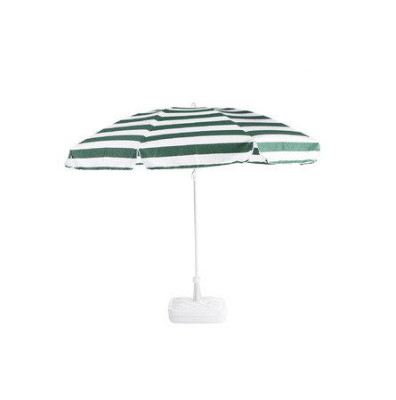 Parasol Vert/Blanc Ø 180 cm + pied